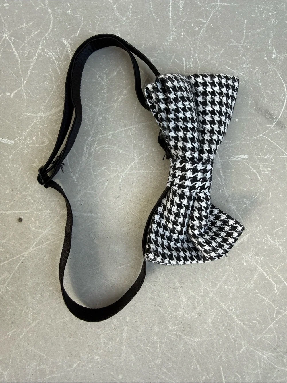 Kids Houndstooth Bow Headband - Black & White